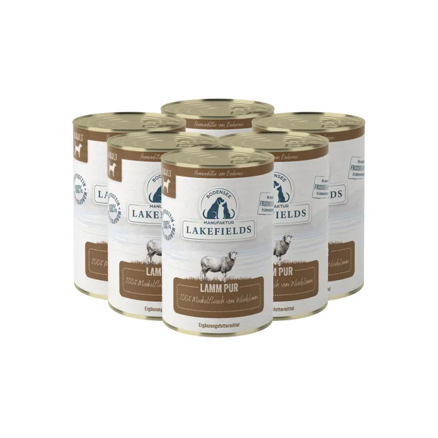 lakefields-pur-lamm-6-x-400g-100-muskelfleisch-getreidefreies-nassfutter image 1