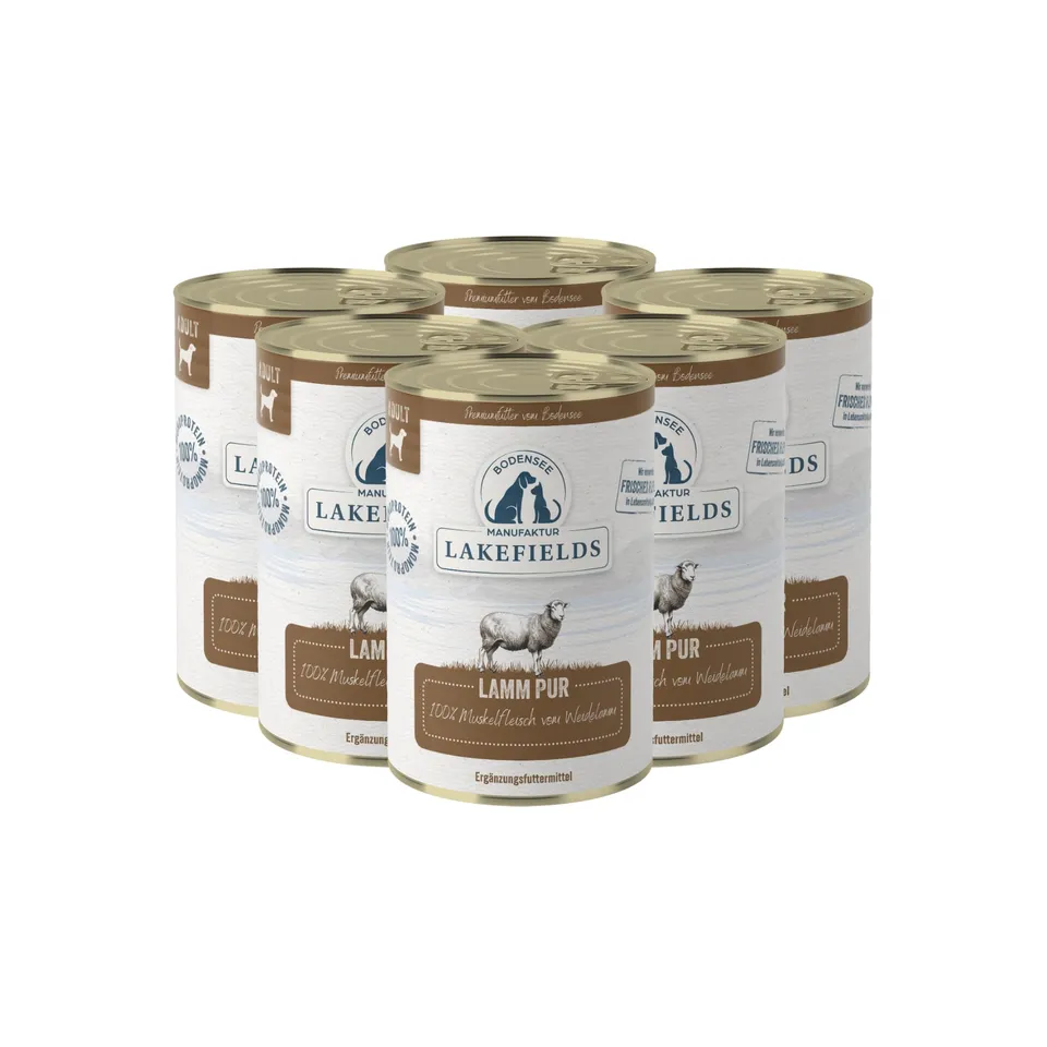lakefields-pur-lamm-6-x-400g-100-muskelfleisch-getreidefreies-nassfutter image 1