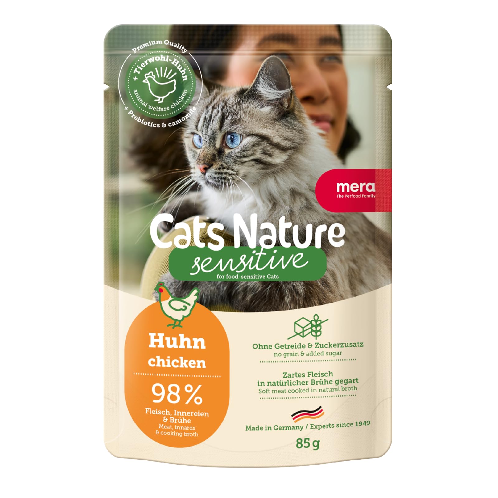 mera-cats-nature-sensitive-huhn-12x85g-getreidefreies-nassfutter-f-r-katzen image 1
